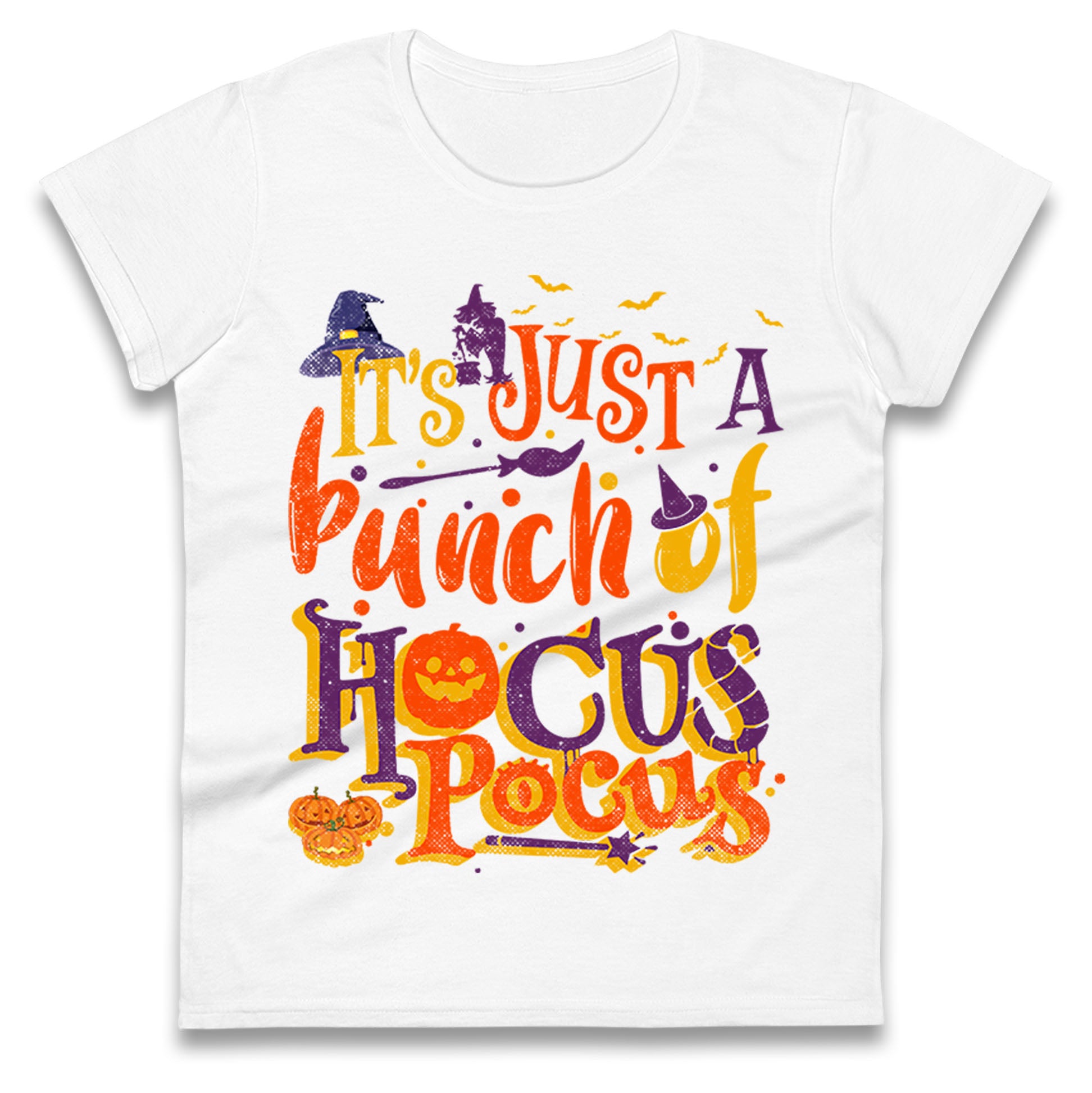 Its Just A Bunch Of Hocus Pocus Halloween Womens T Shirt Mens Tops Tees Unisex S