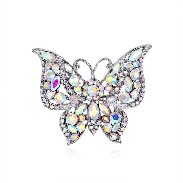 European And American Retro Butterfly Alloy Metal Rhinestone Brooches Dramatic Exaggerated Personality Creative Animal Corsage ClothingRetro Jewelry
