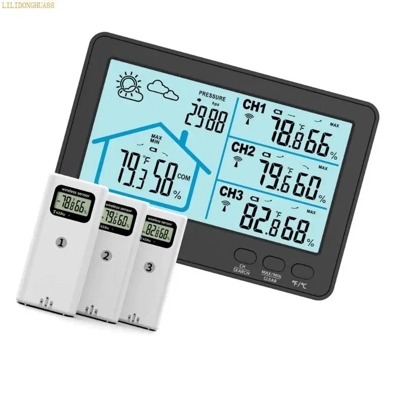 K1AE 5 Inches Color Display Wireless Indoor Outdoor Thermometers Hygrometer With 100M Ranges Sensors and Weather Stations
