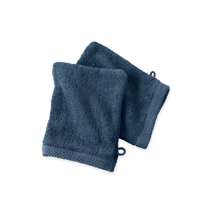 Lot de 2 gants de toilette "Soft" 16 x 21 cm 100% Coton Peigné / 600 gr/m² - Soft Bleu Jean