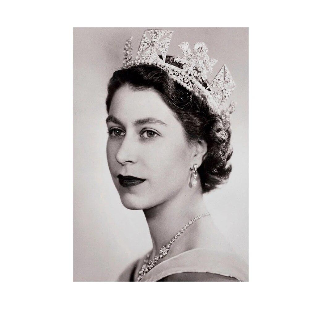Modern Poster Queen Elizabeth II Portrait Prints Canvas Painting Black White Wall Art Canvas Office Wall Decor for Living Room