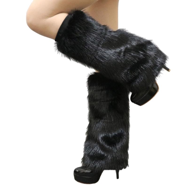 Elegant Soft Furry Leg Warmers Winter Accessory for Women Thermal Warm Fuzzy Plush Boot Cuffs Covers Leg Gaiters Socks
