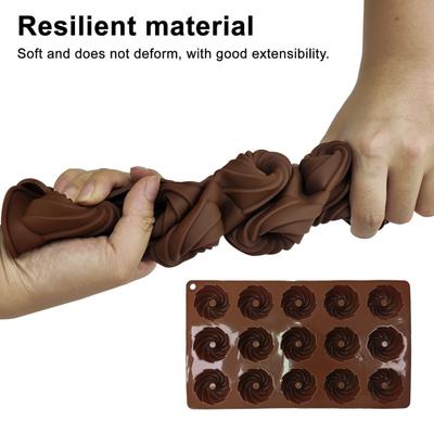 Formă de silicon pentru prăjituri cu 15 cavități, formă spirală pentru biscuiți, tavă de copt antiaderentă pentru biscuiți, produse de patiserie, mousse, desert