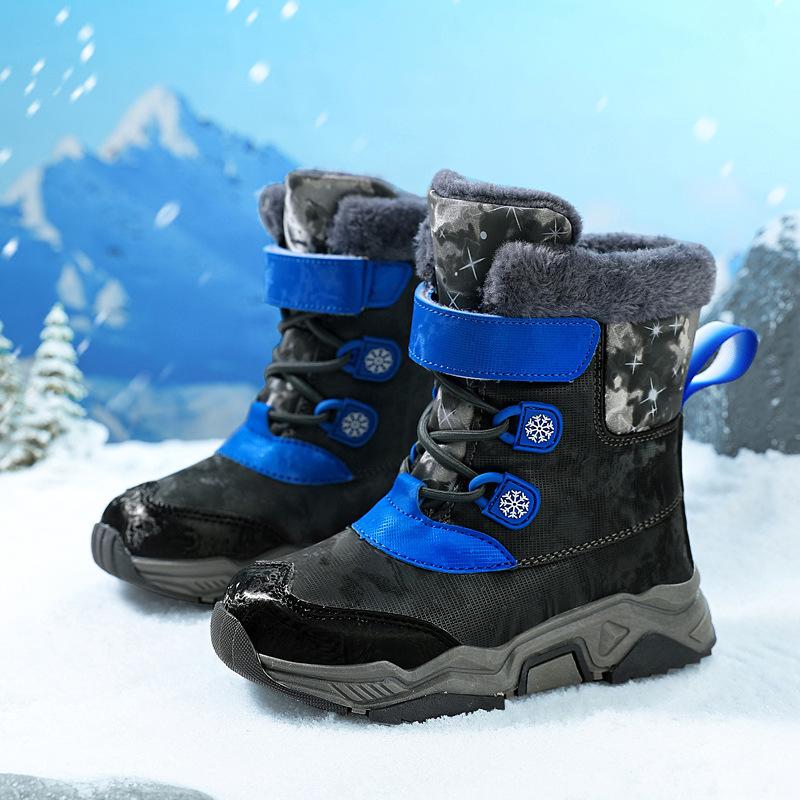 

2024 Children s Snow Boots - Winter Style with Leather & Fur, for Boys & Girls, Available in Grey, Dark Blue, and White Size 31 сірий