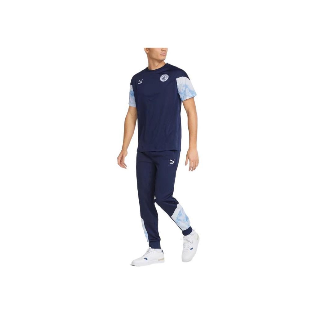 Puma Calças Esportivas de Tricô Canelado Respiráveis com Estampa de Logotipo Masculinas Azul 765204-05