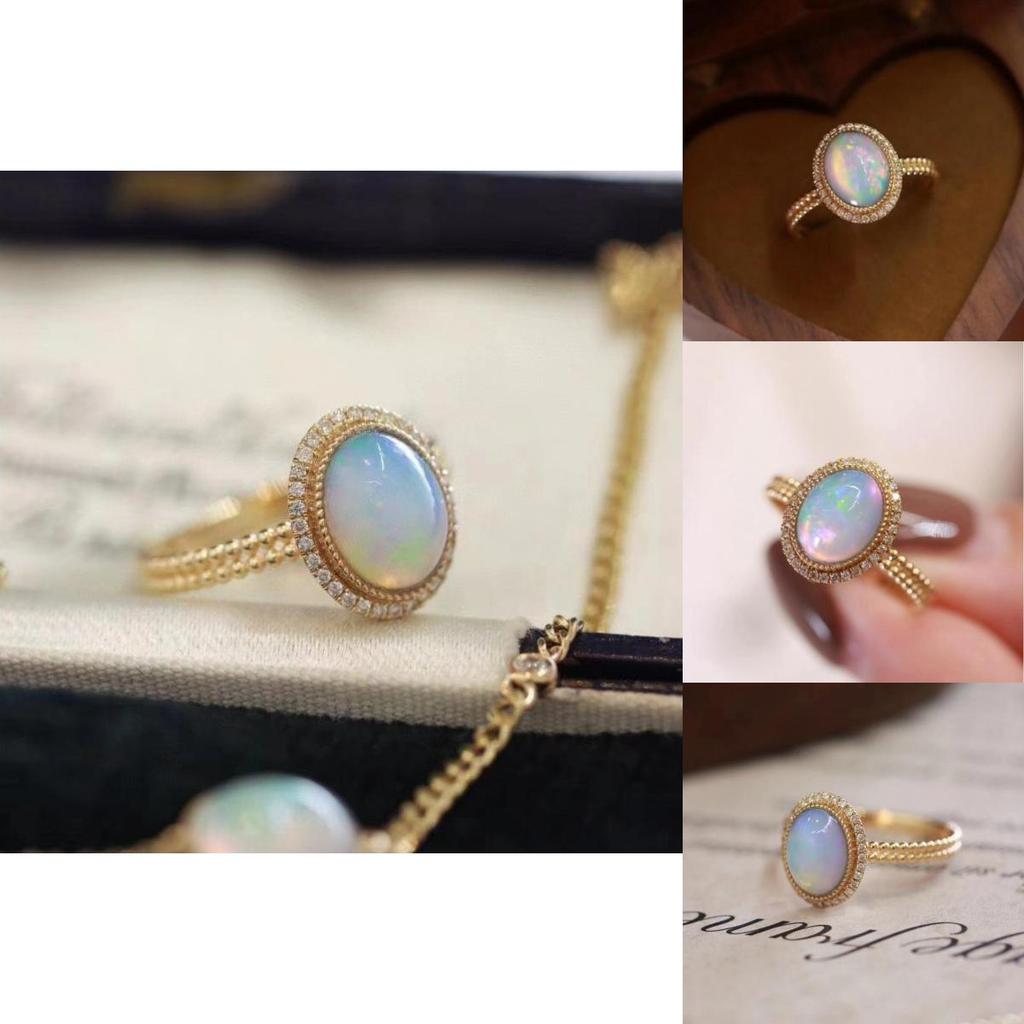 Contemporary Geometric Opal Ring For Women In Playful Candy Shades And Adjustable Size
