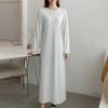 New ArrivalS Open Run Women S Pleated Lounge Wear Autumn Long Sleeve dreSS