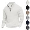 Mens Half-Zip Sweatshirt Fall Winter Jacquard Check Stand Collar Loose Casual Pullover Plus Size