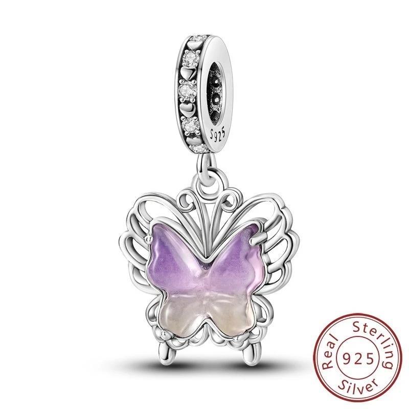 Copper Spring Butterfly Series Blue Dream Butterfly Fit Original Bracelet Women'S Charms For Jewelry Making