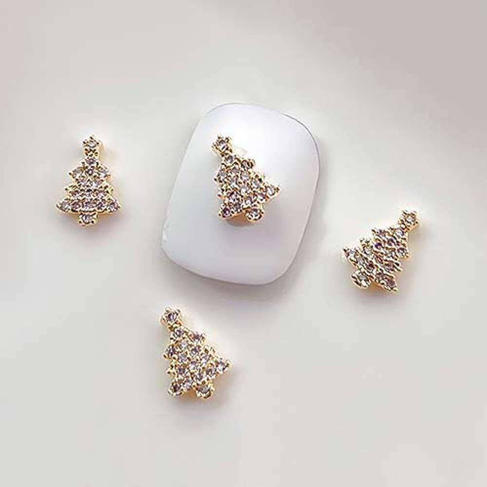 Tree 3D Nail Jewelry Snowflake Nail Rhinestones Christmas Nail Decorations Christmas Nail Drills