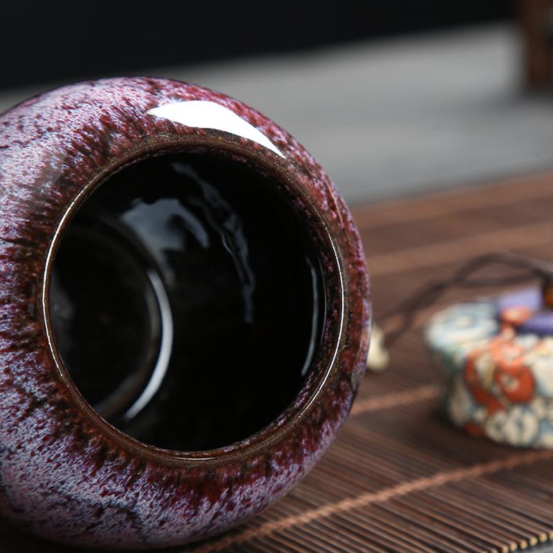 Creative Kiln Change Ceramic Tea Caddy Sealed Jar Small Tea Box Portable Tea Can Food Candy Storage Container Home Decoration