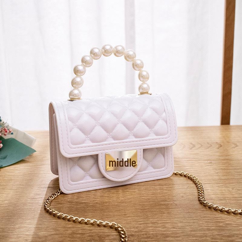 Women's Crossbody Argyle Jelly Bag with Pearl Coin Purse