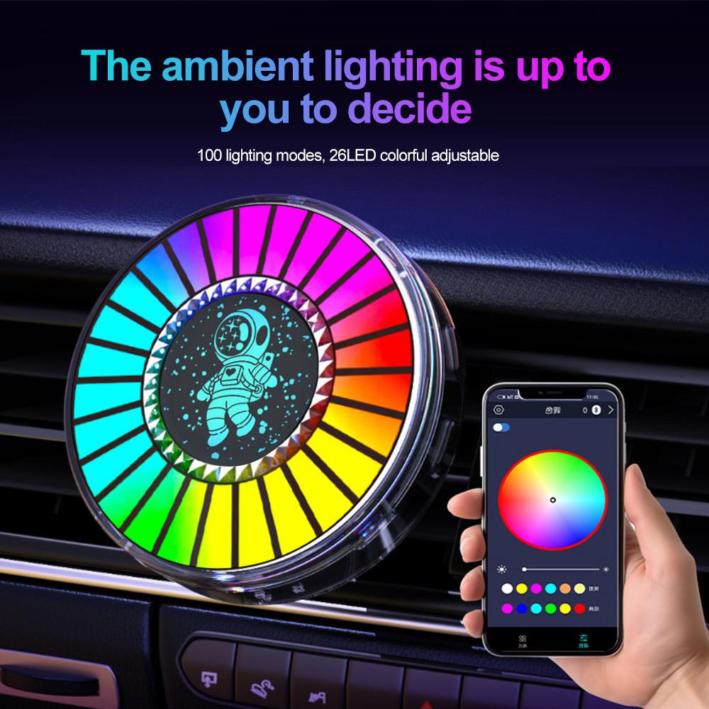 Smart Music Sync LED Car Air Freshener with Bluetooth App Astronaut Theme Decor