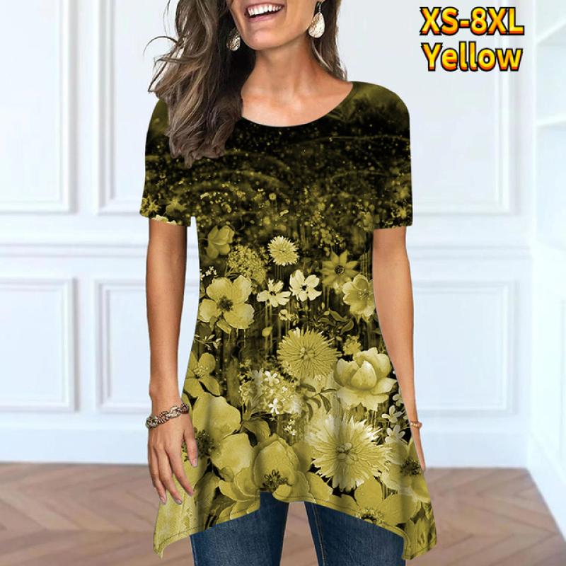 Moda Estiva Donna Comoda Streetwear Base Casual Manica Corta Girocollo Sotto il Top Aperto Largo XS-8XL