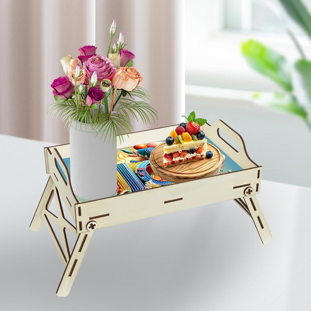 5D DIY Diamond Painting Serving Tray Wooden Diamond Art Tableware Manager Tray Diamond Decorative Serving Tray Home Decor Gift