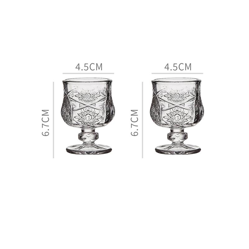 2pcs Sets 50ml Red Wine Cup Luxury Diamond Carved Wine Glass Butterfly Pattern Cocktail Glass Shot Glass Short Footed Wine Mug