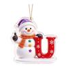 Christmas Snowman Letter 2D Acrylic Hanging Ornament for Holiday Tree Decor