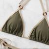 Damski Seksowny Jednolity Tankini Kostium Kąpielowy Bikini z Wiązaniem na Szyi, Dwuczęściowy Strój Kąpielowy z Bocznymi Wiązaniami