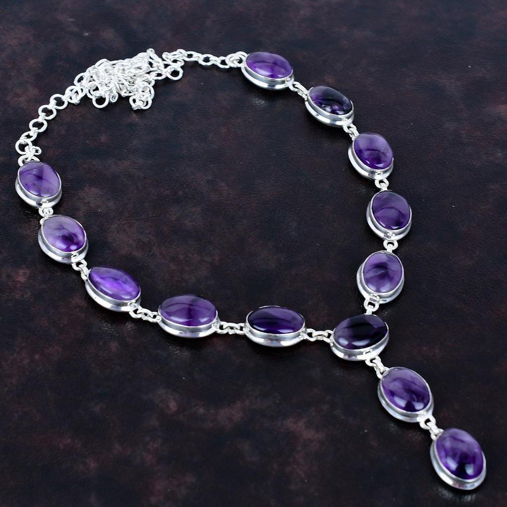 Star Amethyst Necklace 925 Sterling Silver Necklace Gemstone Adjustable Chain Necklace Handmade Jewelry Brand New Necklace Gifts for Friend