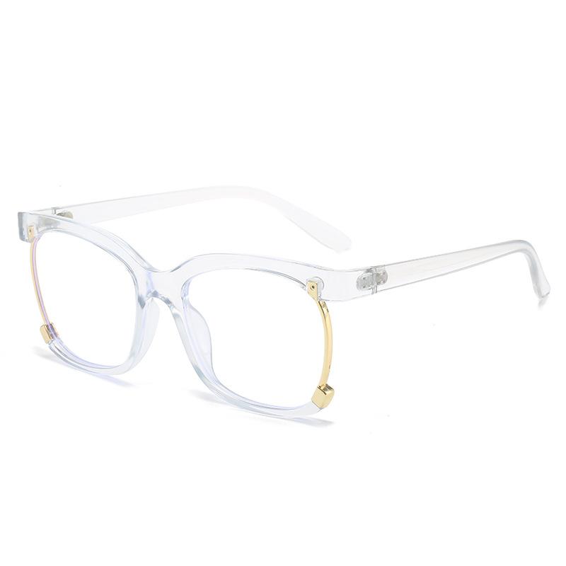 

Плоские очки с большой оправой, персонализированная радужная оправа для очков, может быть оснащена очками для близорукости, оправа для очков White film (anti-blue light)