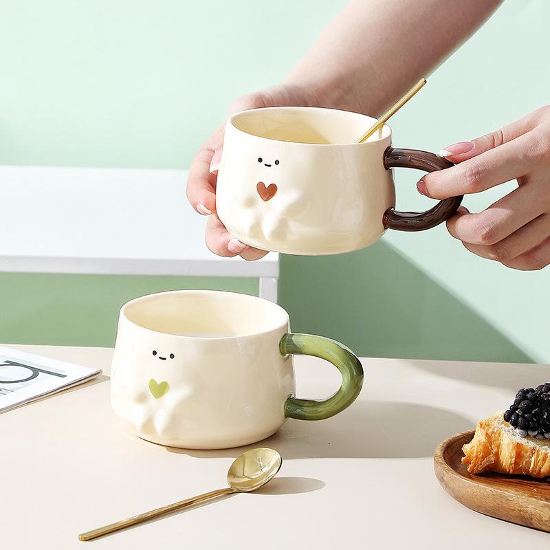 Cute Cartoon Ceramic Mug High Value Coffee Cup Water Cup Household Milk Cup Teacup Couple Cup Breakfast Cup