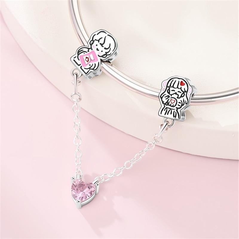 Original Luminous Charms Copper Fixed Clamp Beads Flower Fairy New Year'S Pendant Fit Bracelet Women Jewelry Gifts
