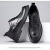 Men's New Casual Leather Breathable Round Head Thick Sole Soft Leather Soft Sole Men's Business British Knot Versatile