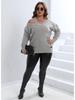 Women's Plus Size Off-the-Shoulder Knit V-Neck Sweater - Autumn & Winter Collection