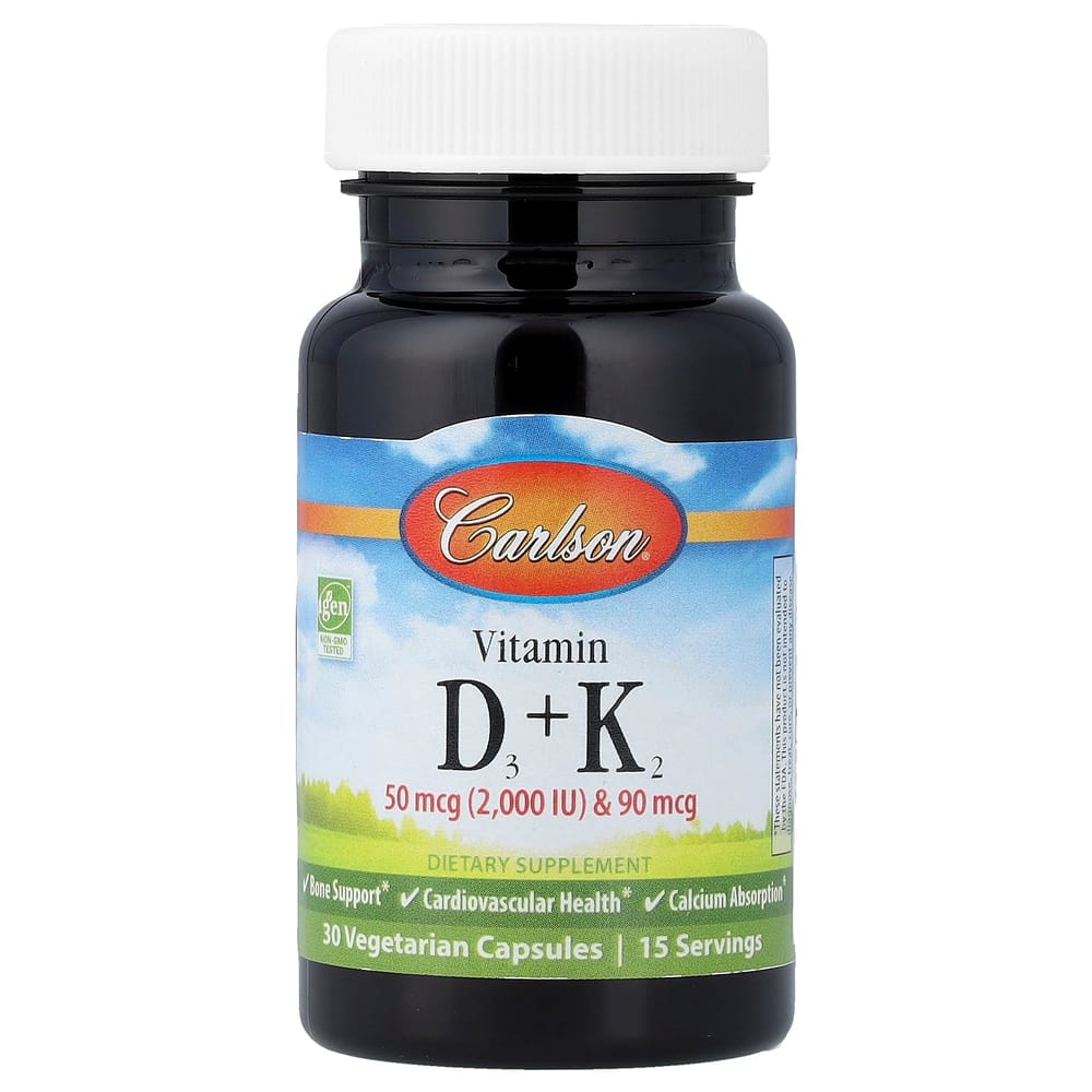 Carlson Labs Vitamin D3 + K2 Veggie Capsules, 30 Counts