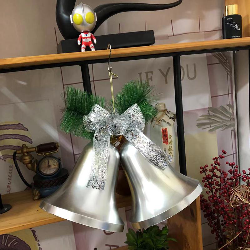 80cm Extra Large Golden Christmas Bell Ornament with Dual Clocks and Speakers for Mall, Hotel, or Bar Decor