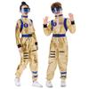 Kids Gold Shiny Astronaut Jumpsuit Halloween Party Costume Toddler Performance