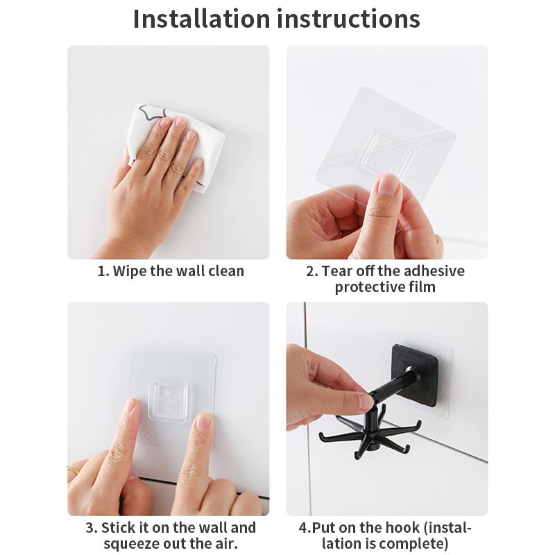 Gancho Multifuncional e Rotativo, Sem Furos, Rack de Armazenamento Adesivo Forte, Adequado para Itens Pequenos na Cozinha e no Banheiro