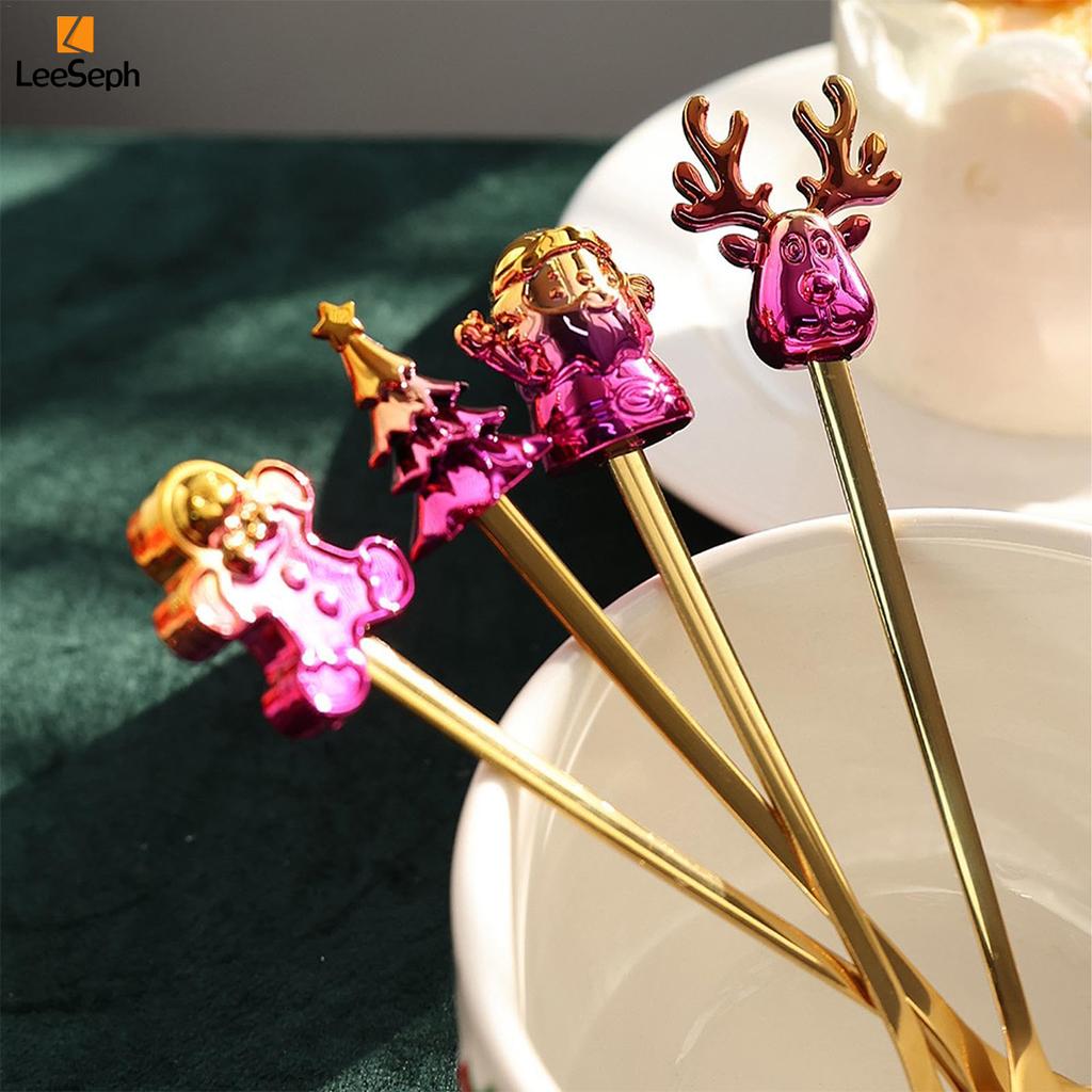 Set Regalo Cucchiaini da Caffè Forchette di Natale in Scatola con 1 Biglietto di Natale, Cucchiaino da Caffè Natalizio Forchette da Cena Cucchiaino da Dessert Stoviglie Regalo
