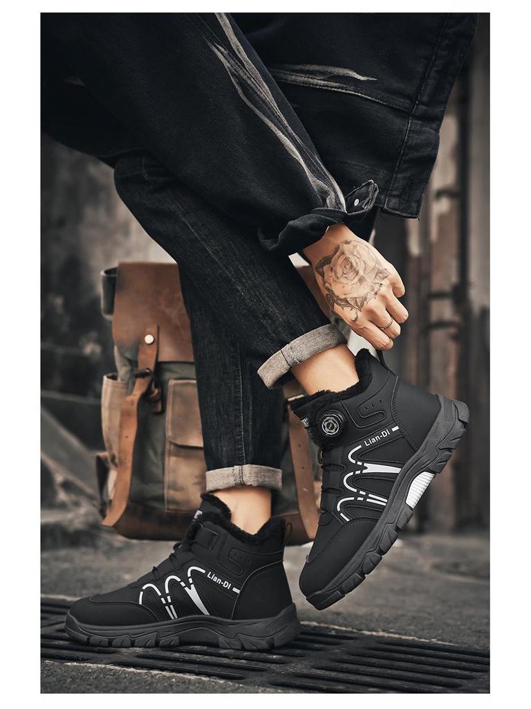 Zapatos de Invierno para Hombre de Caña Alta con Algodón Grueso y Hebilla Giratoria - Botas Martin de Estilo Británico