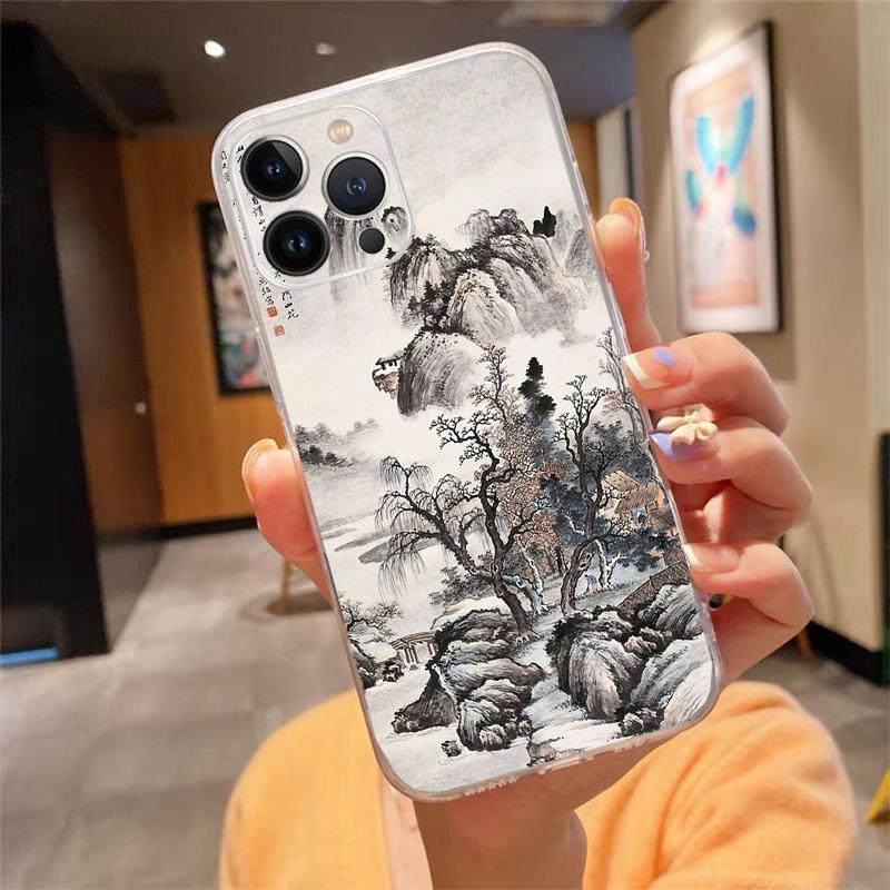 Chinese Art Landscape Painting Phone Case For iphone 17 Pro Max Air 16 15 14 13 Pro Max 15 16 Pro 15Plus