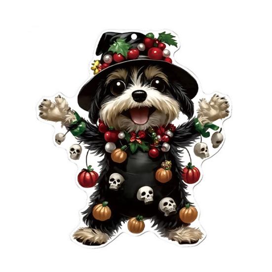 Car Hanging Ornament Cartoon Animals 2D Flat Acrylic Car Rearview Mirror Charm Halloween Auto Interior Pendant for Window Wall