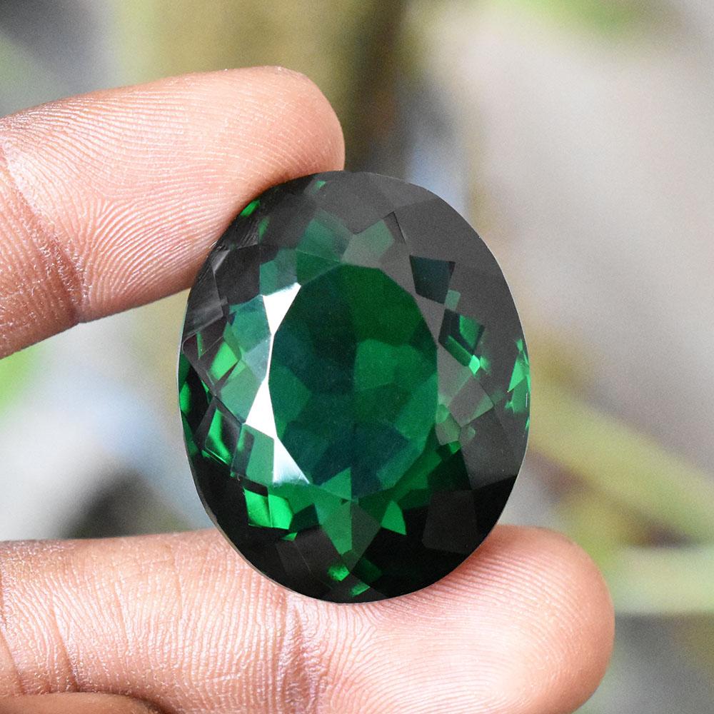 85Ct Oval Shape BRAZILIAN Green Garnet LAB-CREATED Loose Gemstone