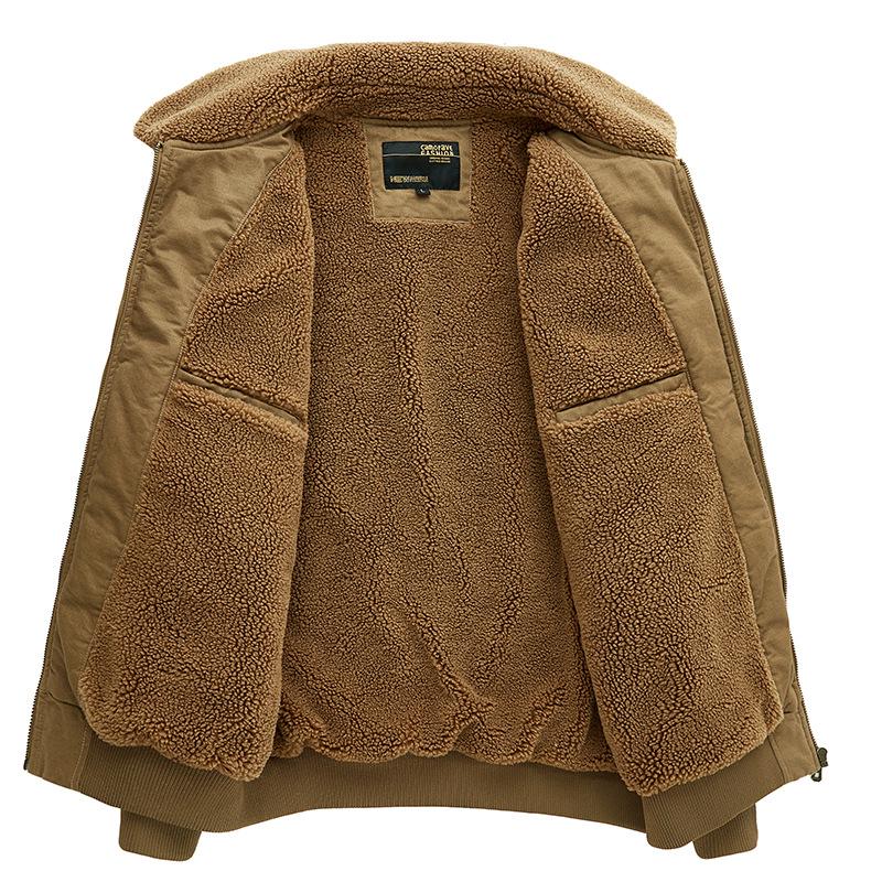 Men's Pilot Jacket - Wool Blend Plush Lined, Thick and Warm, Versatile Workwear Coat, 27% Wool, Cotton Fabric.