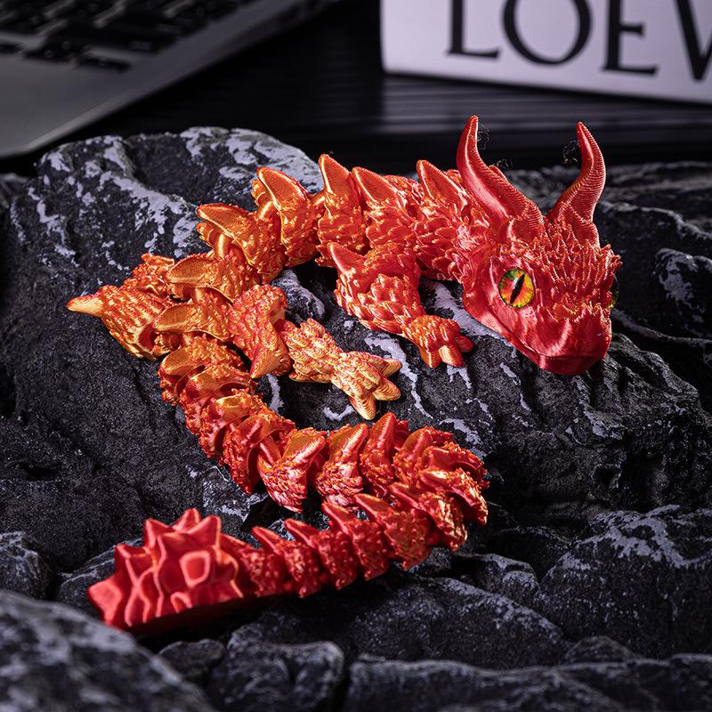 Creative 3D Printed Cute Double Horned Dragon Simulated Dragon Miniatures Table Home Decoration Pretty Ornament Toy Cool Gift
