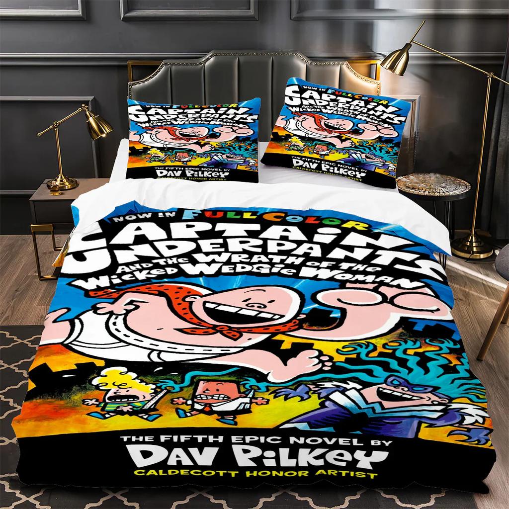 Cartoon Captain Underpants 3D Printed Duvet Cover Pillowcase Bedding Set Twin Full Queen King Size For Bedroom Decor