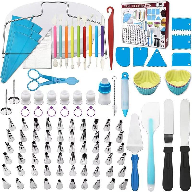 66-Piece Cake Turntable & Decorating Set: Piping Bags, Tips, Decorating Pens & Tools