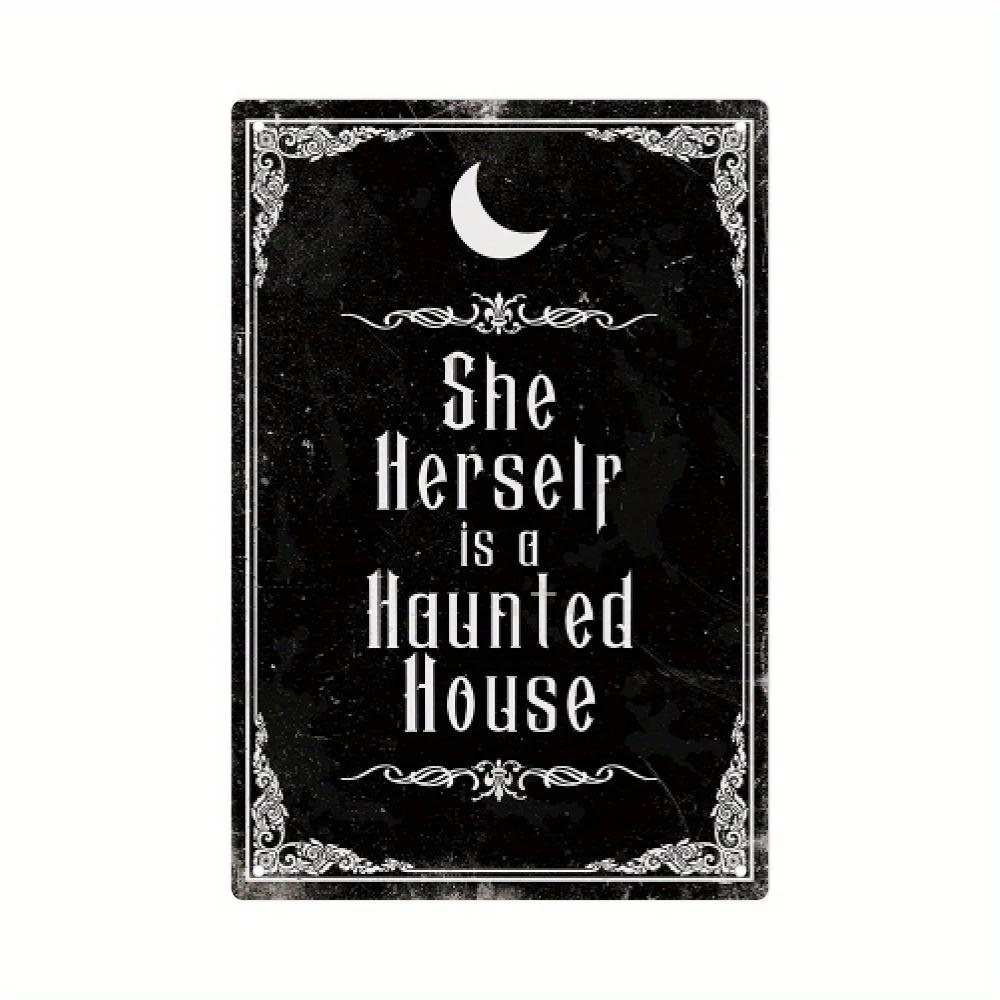 Spooky Metal Sign Haunted House Gothic Decor For Bedroom Vintage Halloween Decorations Witchy Room Decor Goth Room Decor