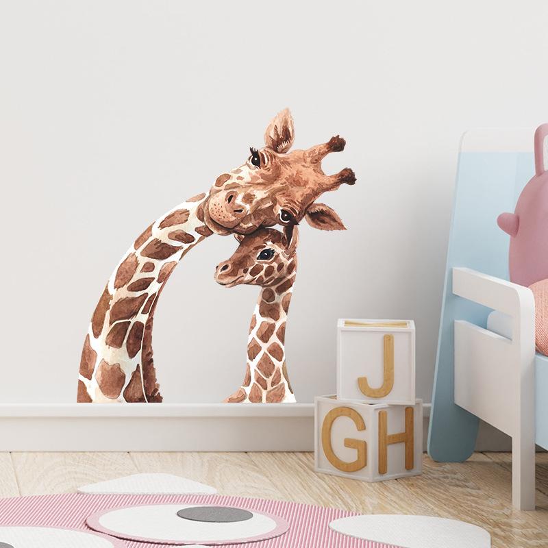 Cartoon Giraffe Family Wall Sticker Nakleyka for Kids Bedroom Nursery Bedroom Detskaya Entrance Hall Decor Decoration