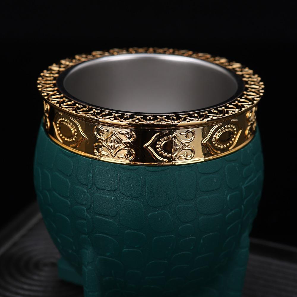 Durable 180 ML Stainless Steel Double Wall Cup Flat Bottomed Rust-proof Mate Cup Tortoiseshell Pattern Eggshell Cup Office