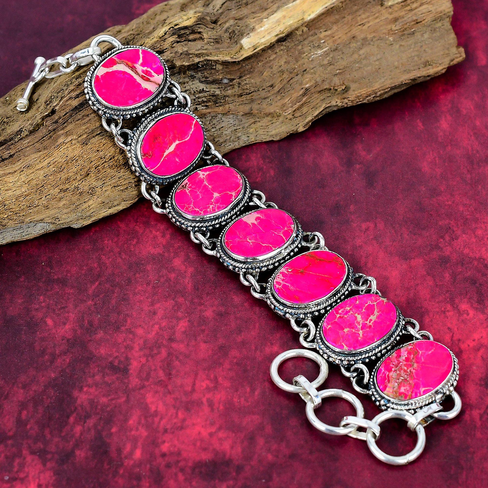 

Ювелирные изделия из розового морского осадка, браслет из цельного серебра 925 пробы с драгоценными камнями, украшения ручной работы, на День памяти