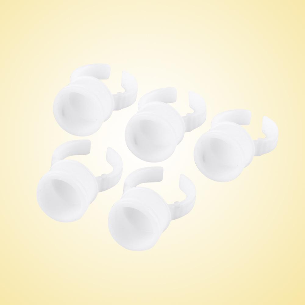 100pcs Disposable Glue Ring Pallet Holder for Eyelash Extension White Plastic Glue Pallet Tatt