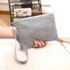 Fashion Straw Woven Bag For Women Hollow Out Beach Handbag With Wrist Strap Portable Phone Purse Solid Color Simple Cash Bag Summer Accessory