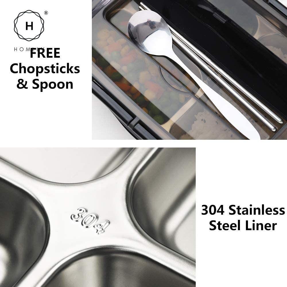 Homlly Compartment Stainless Steel Thermal Bento Lunch Box