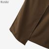 ZANZEA Women Casual Elastic Waist Solid Color Midi Skirts
