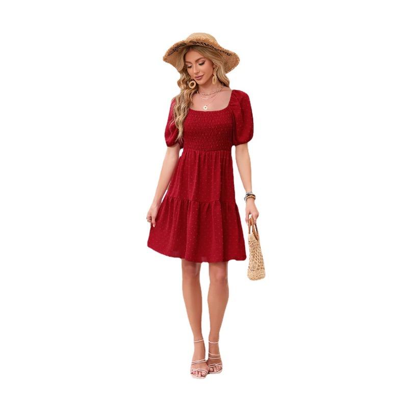 

Квадратный вырез на завязках Милые новые летние платья-свитера S красный